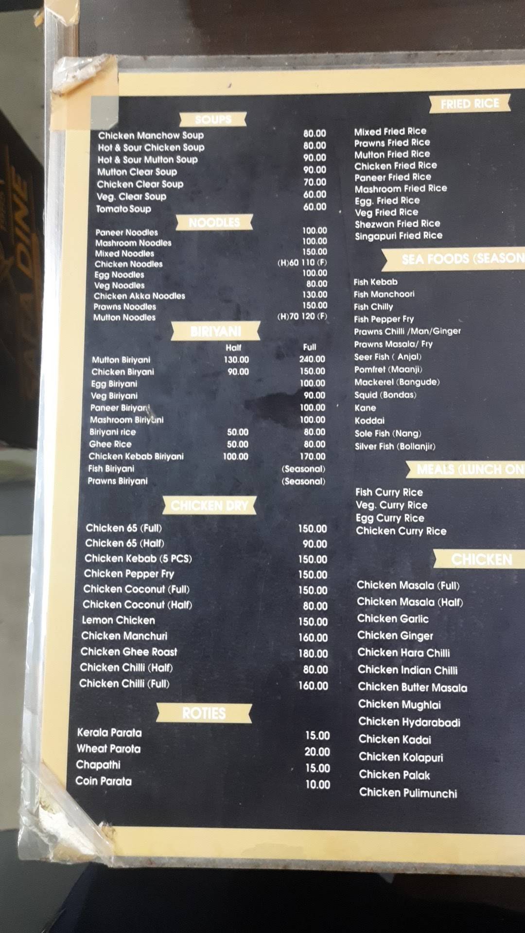 Safa Dine menu
