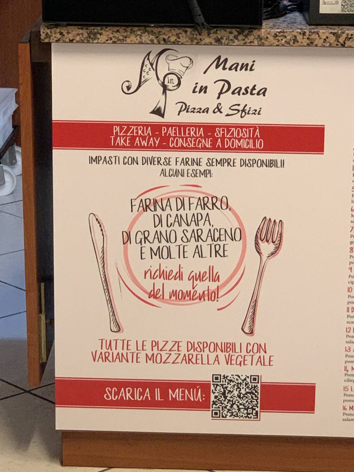 Menu di Mani in Pasta Pizza & Sfizi 