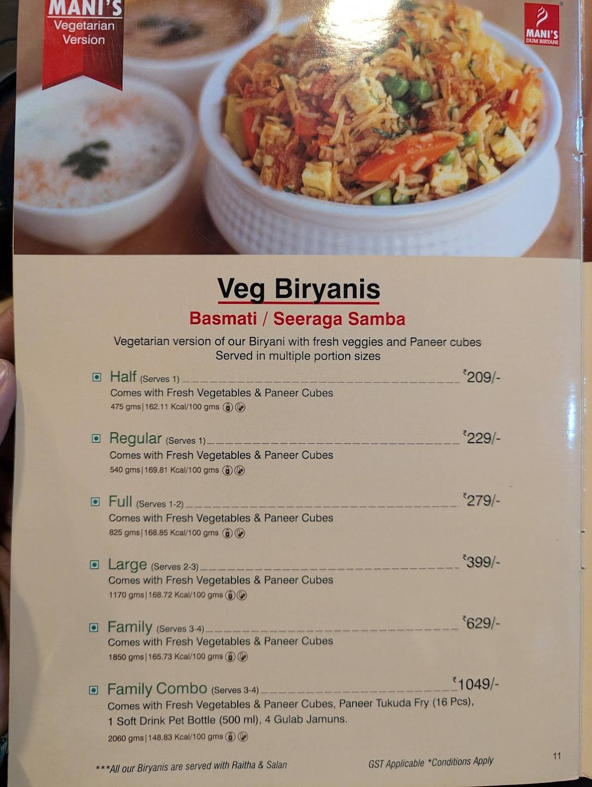 Mani's Dum Biryani - Whitefield menu