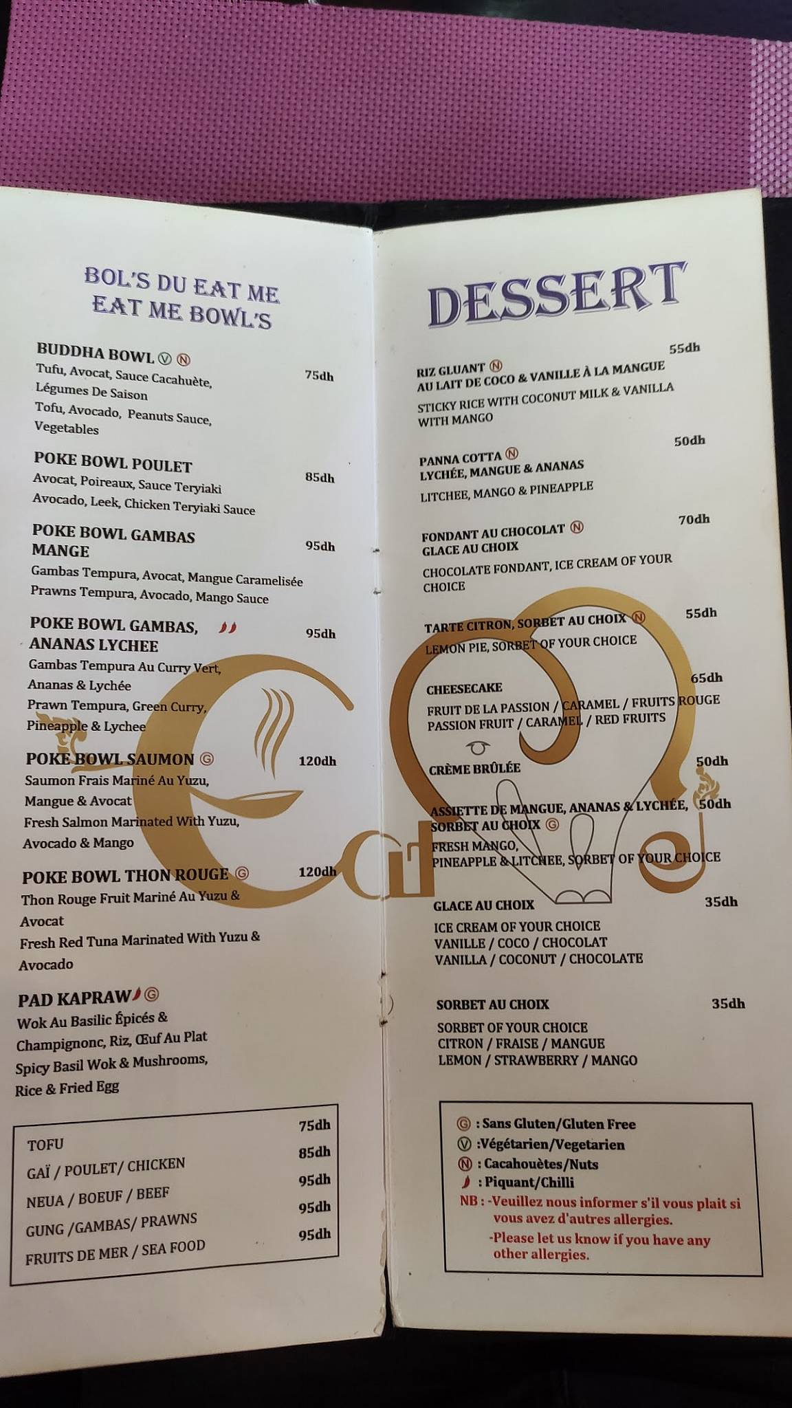 Menu de EAT ME MARRAKECH