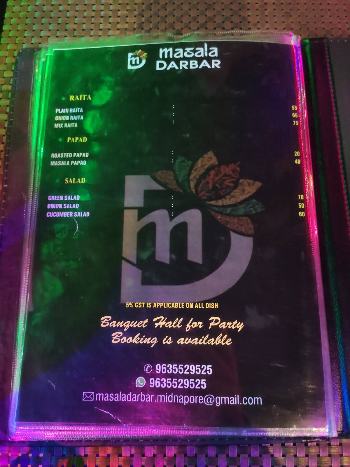 Masala Darbar menu