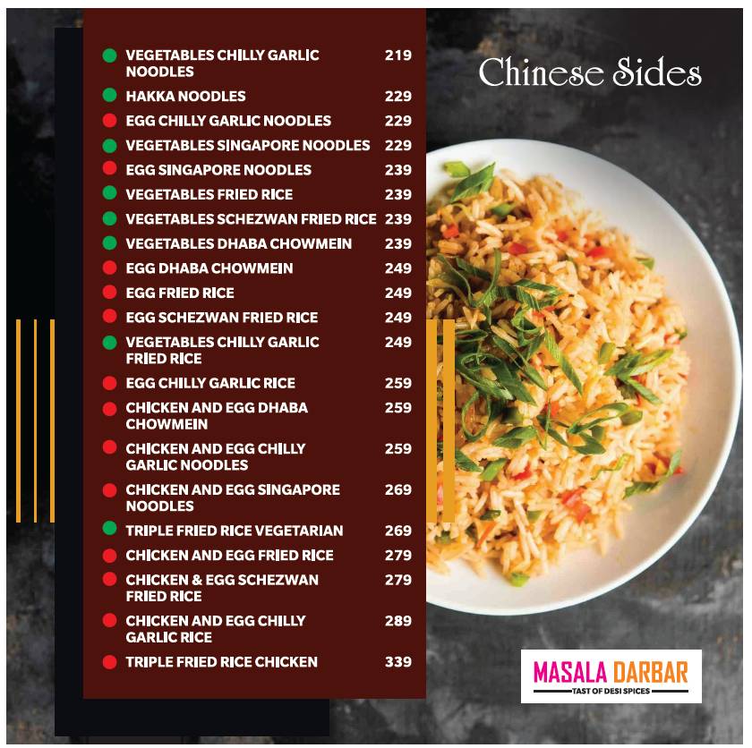 Masala Darbar menu