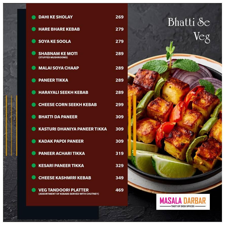 Masala Darbar menu