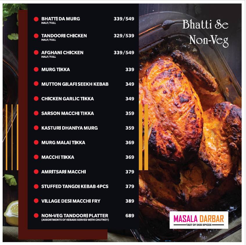 Masala Darbar menu