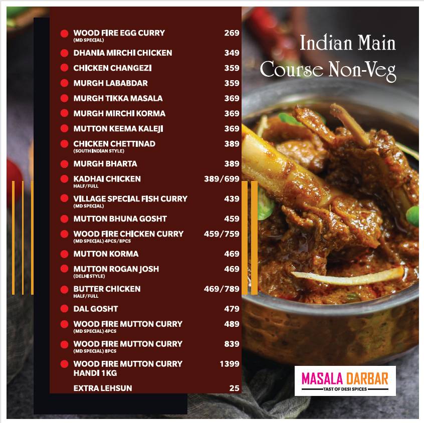 Masala Darbar menu