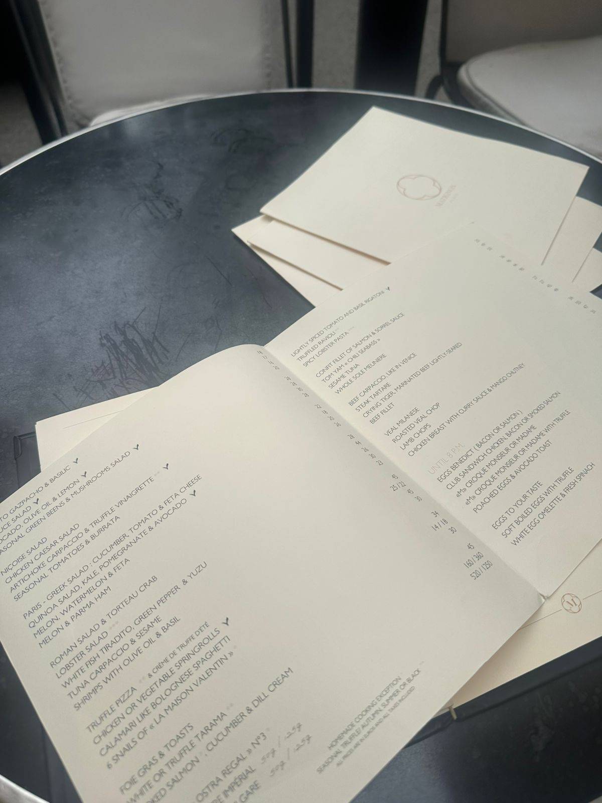Menu de Matignon