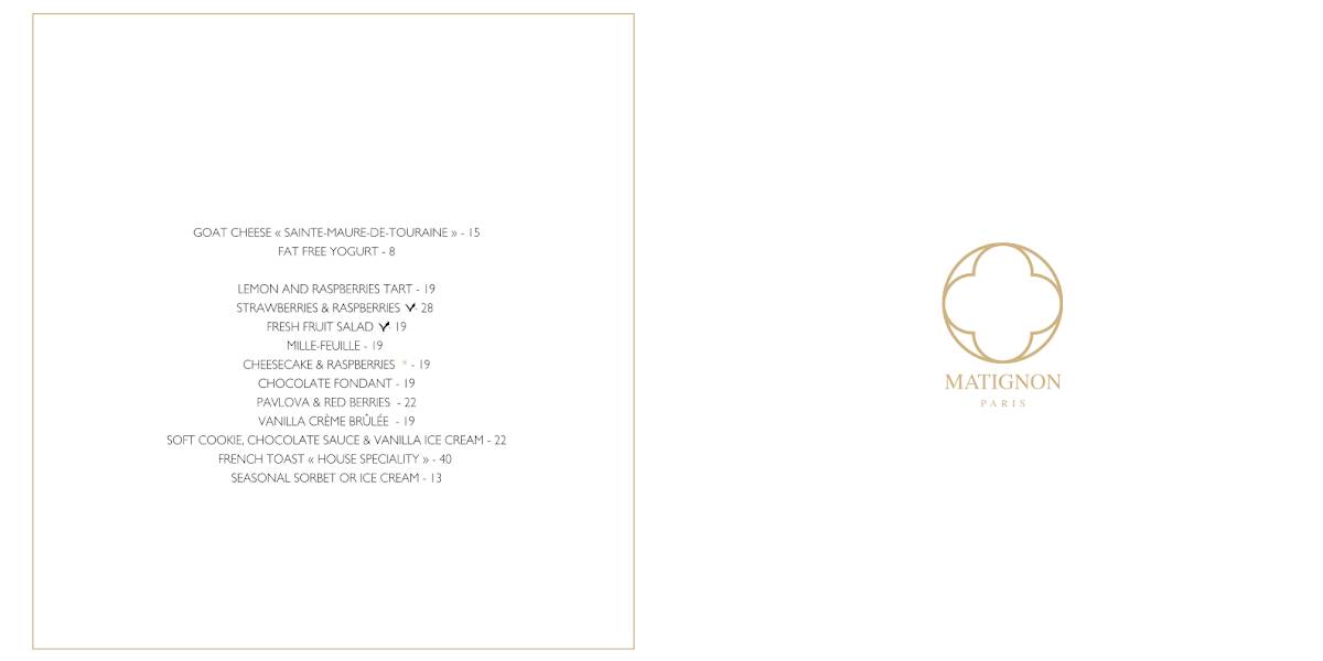 Menu de Matignon