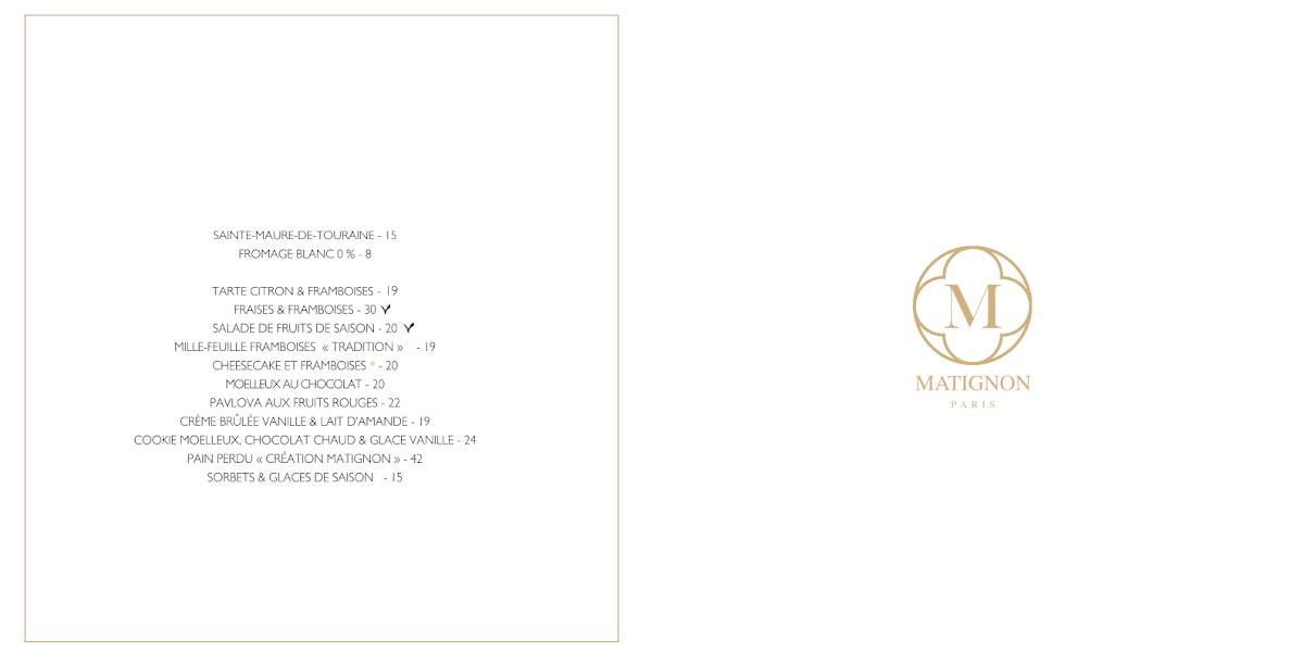 Menu de Matignon