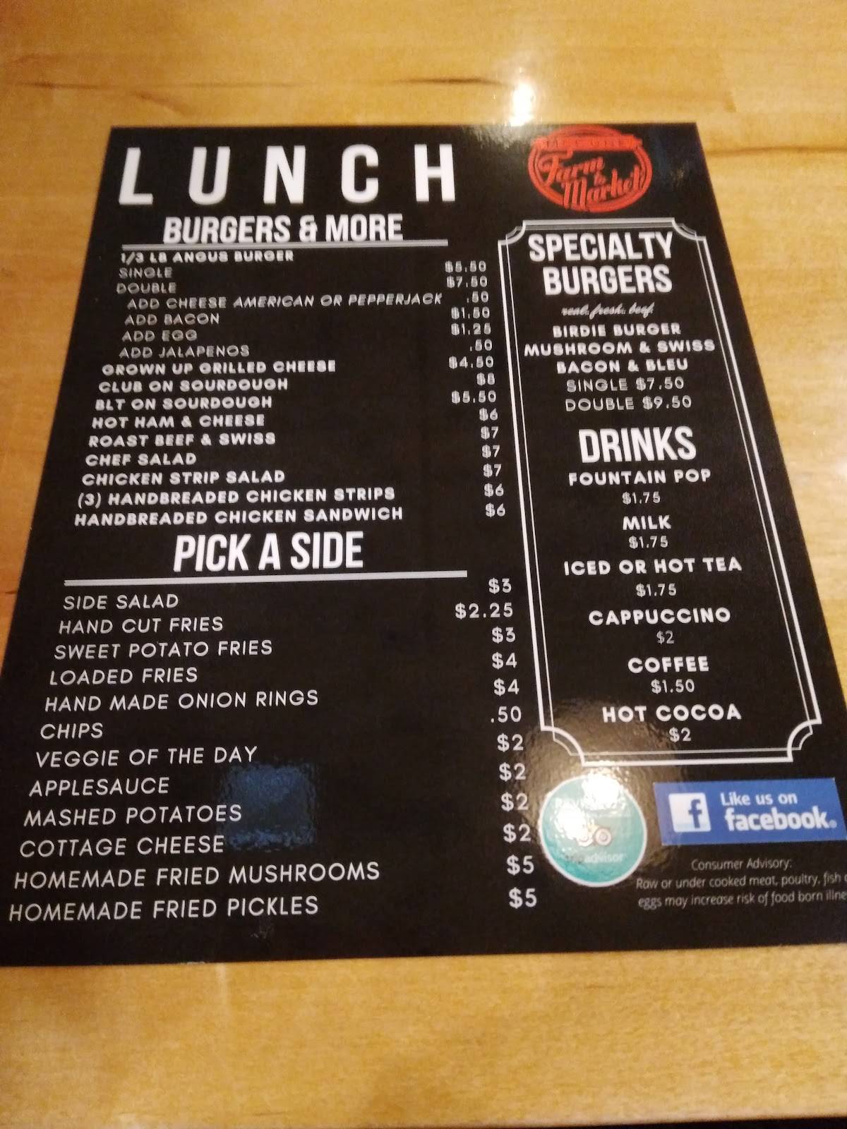 Menu at McCune Farm to Market by Schenker Family Farms cafe, McCune