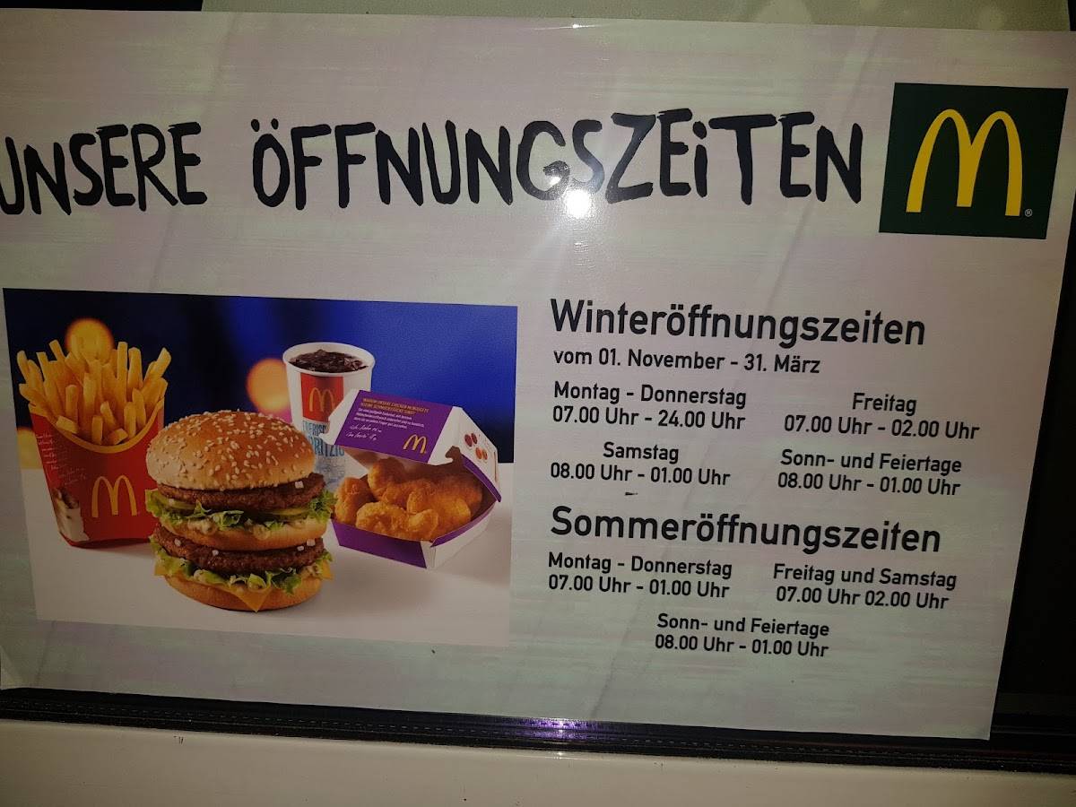 Speisekarte von McDonald