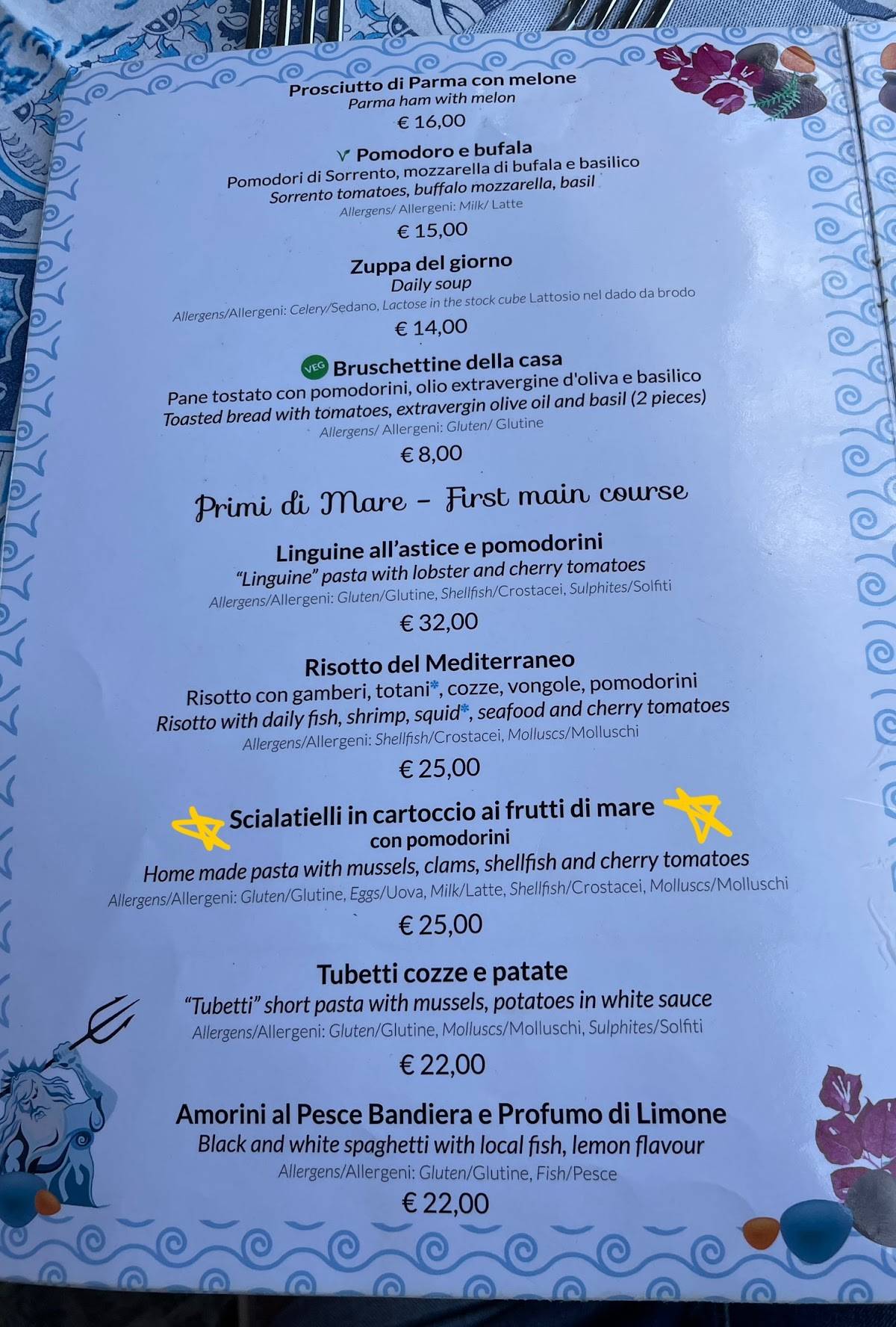 Menu di Ristorante Mediterraneo 