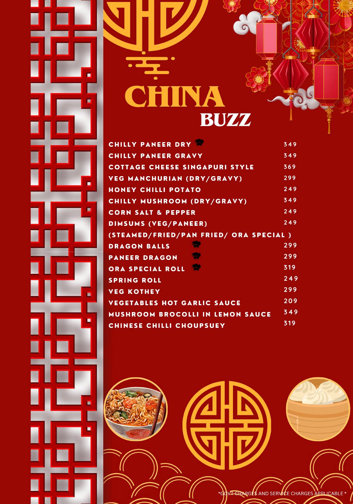 Ora Lounge menu