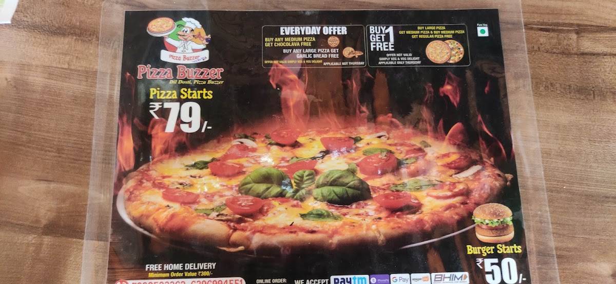 Pizza Buzzer menu