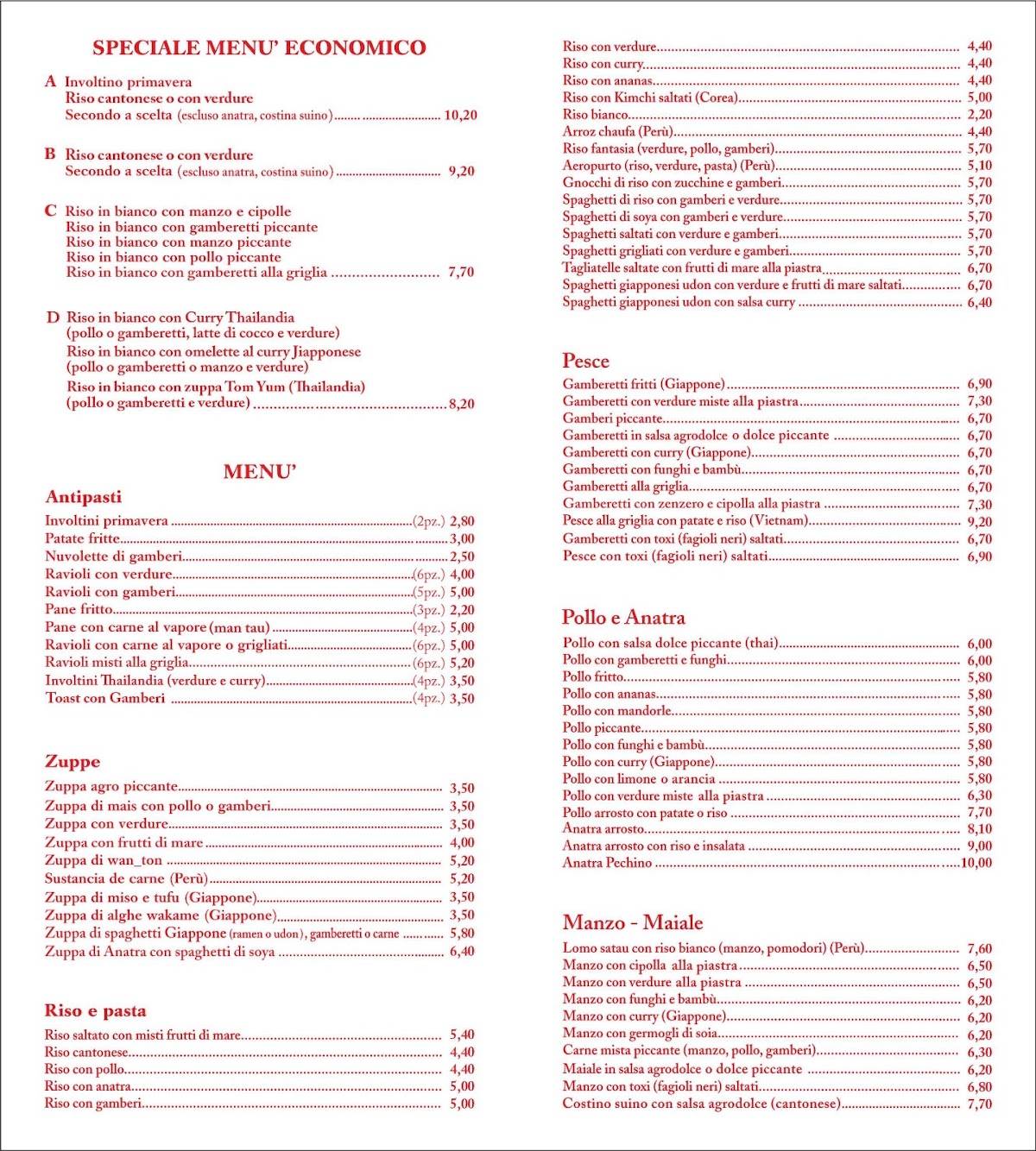 Menu di Mei Lin 