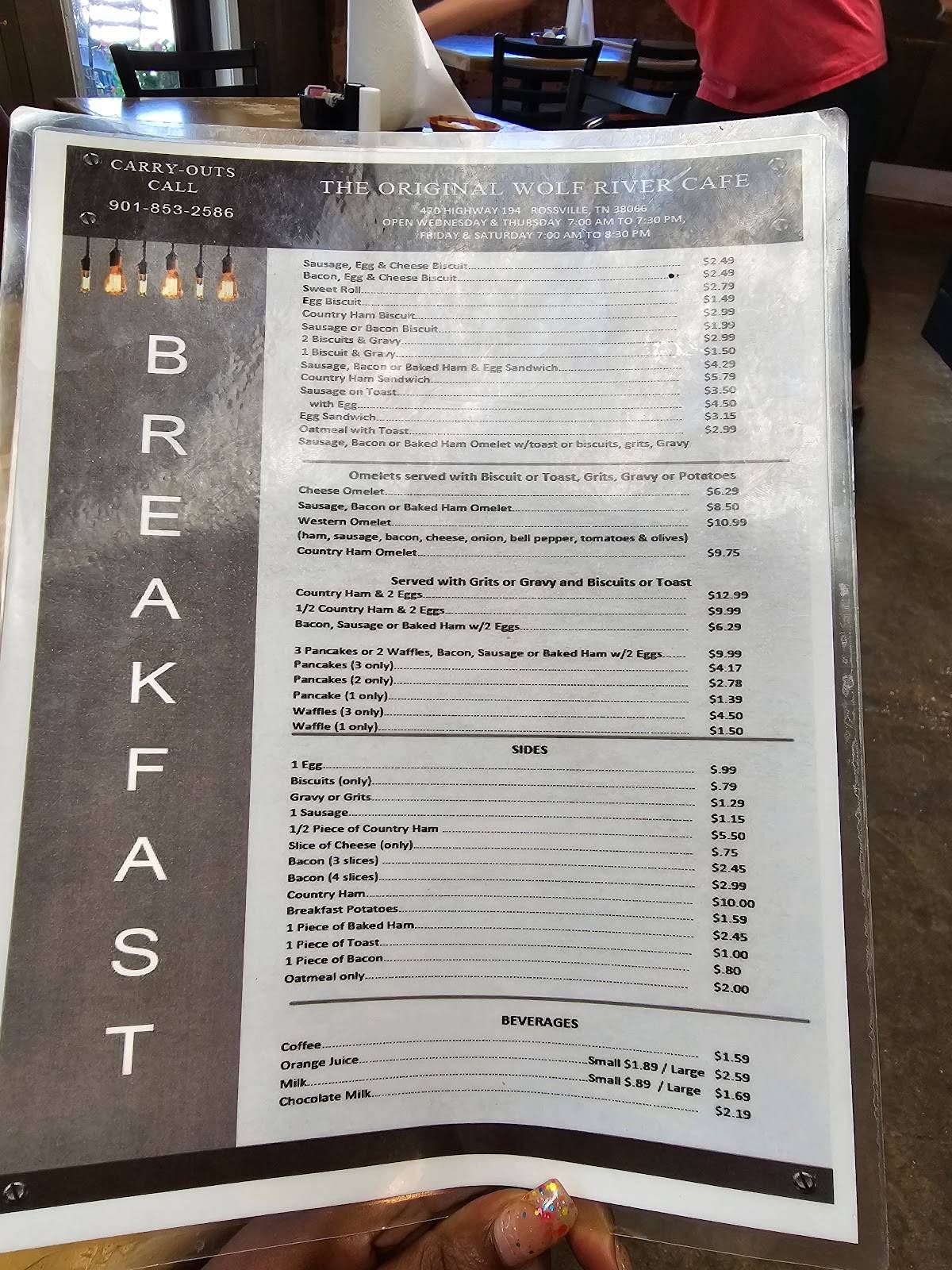Menu at Wolf River Cafe, Rossville, 460 Main St