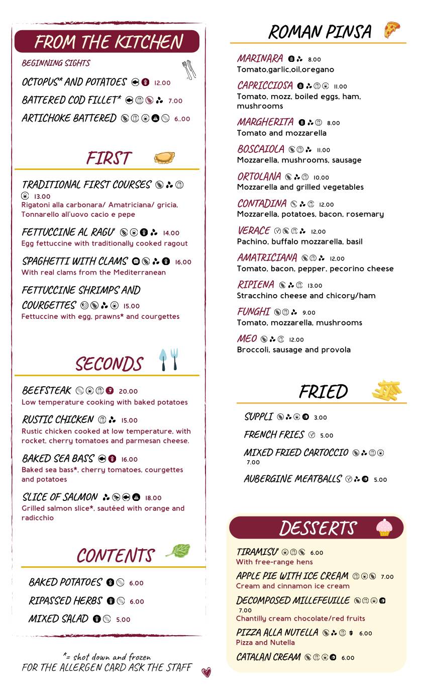 Menu di Meo Pinelli 