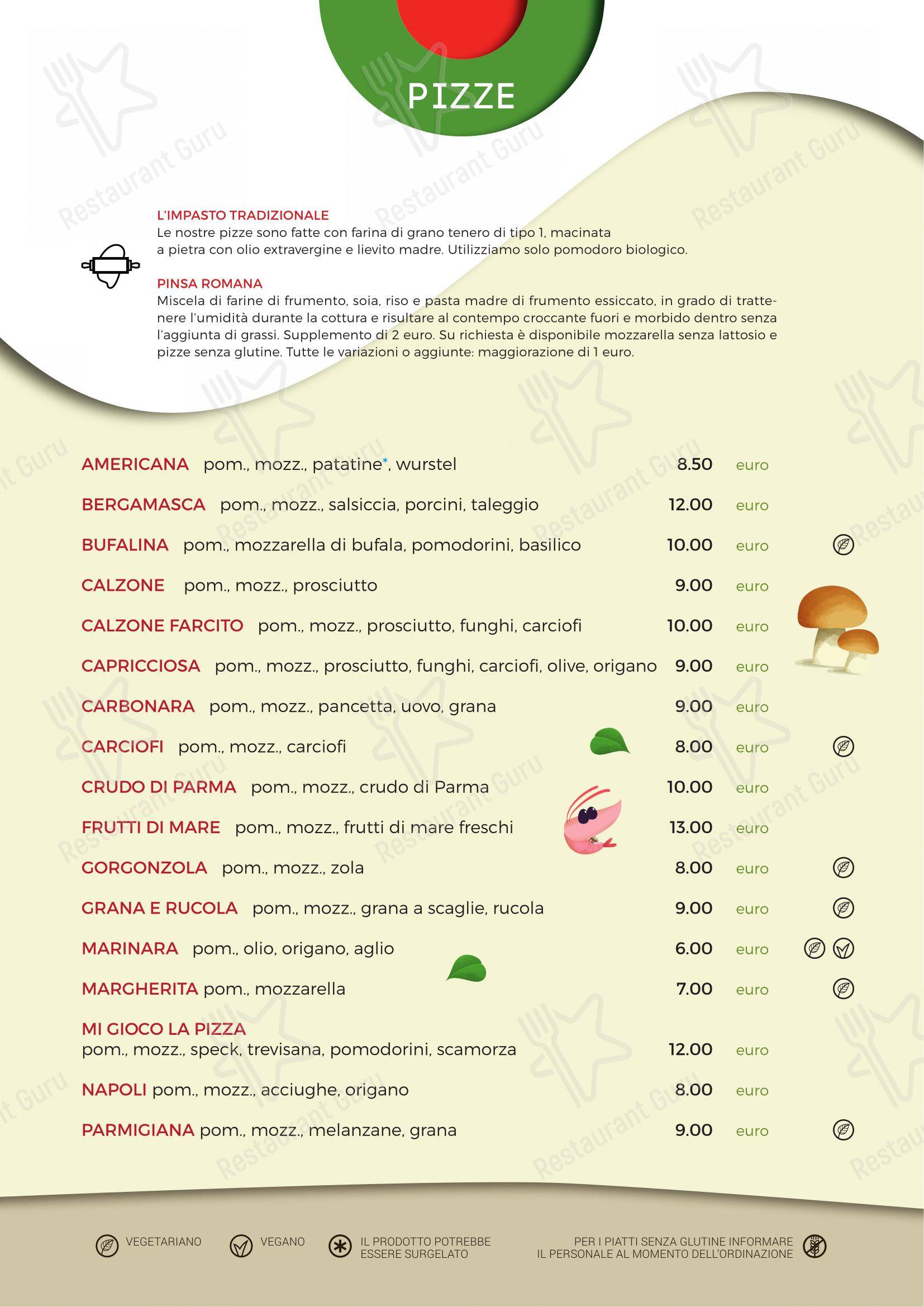 Menu di Mi gioco la pizza - Menu