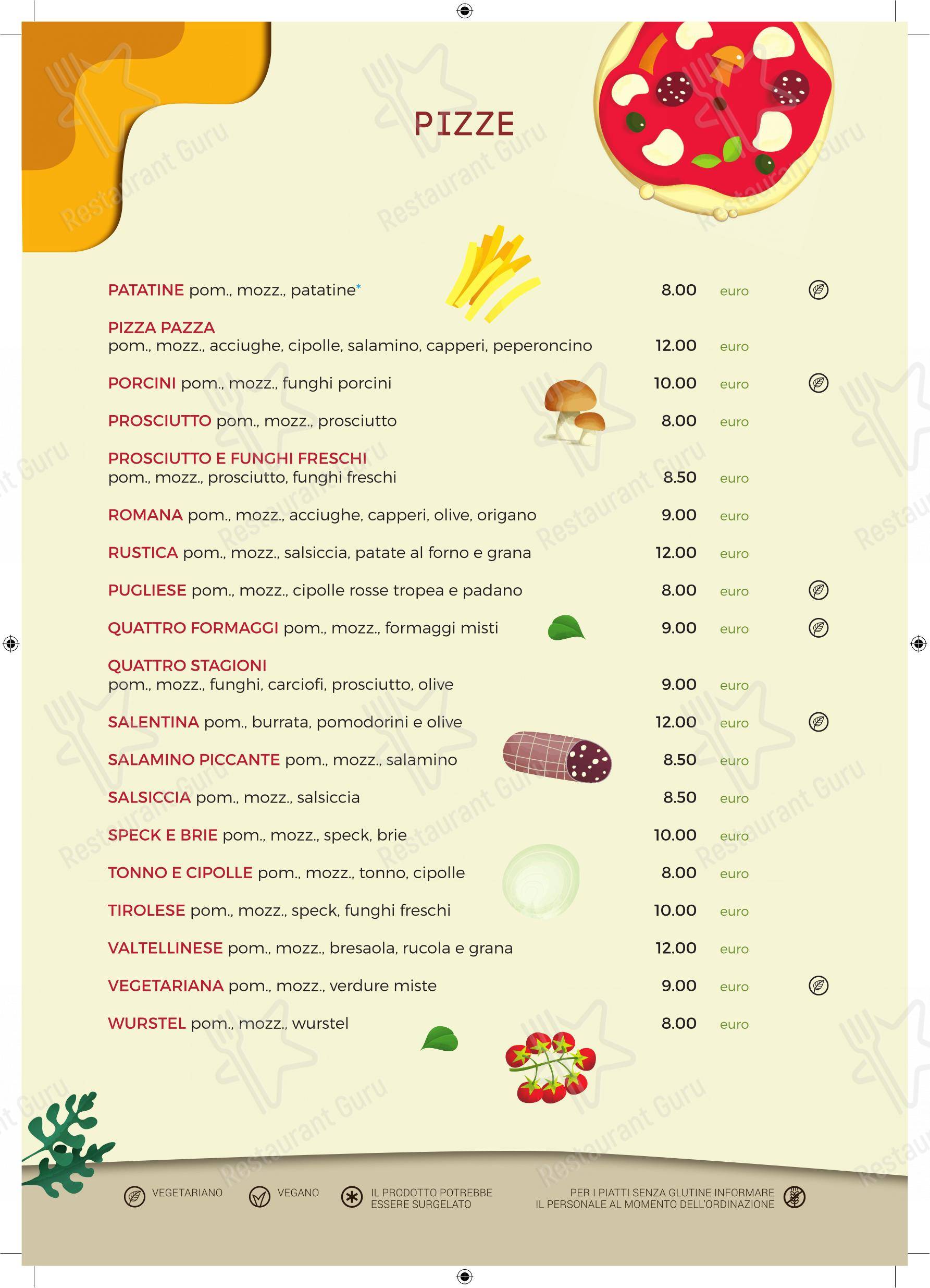 Menu bar per Mi gioco la pizza in Chiuduno