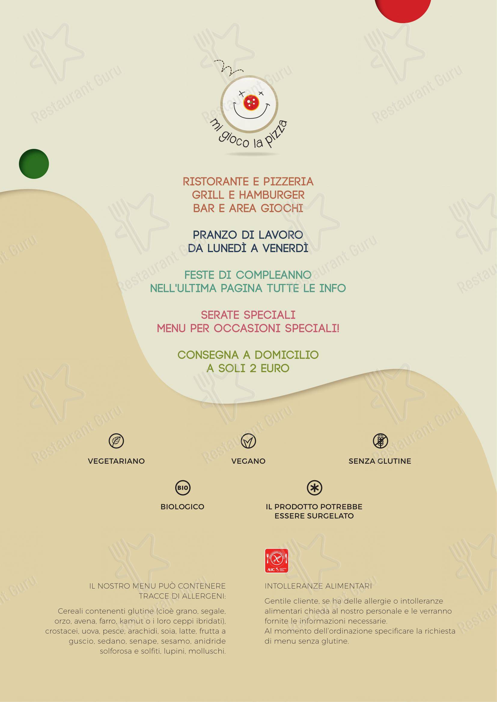 Mi gioco la pizza in Chiuduno - Menu