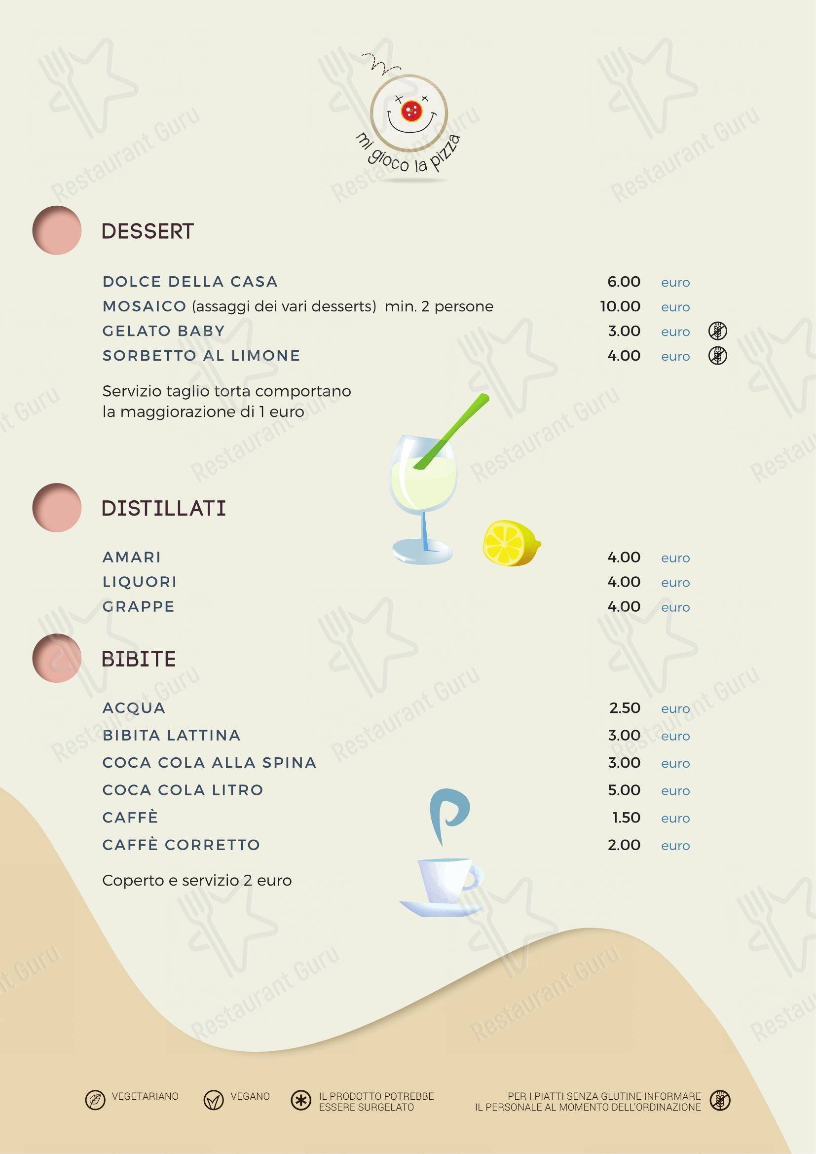 Menu per Mi gioco la pizza ristorante