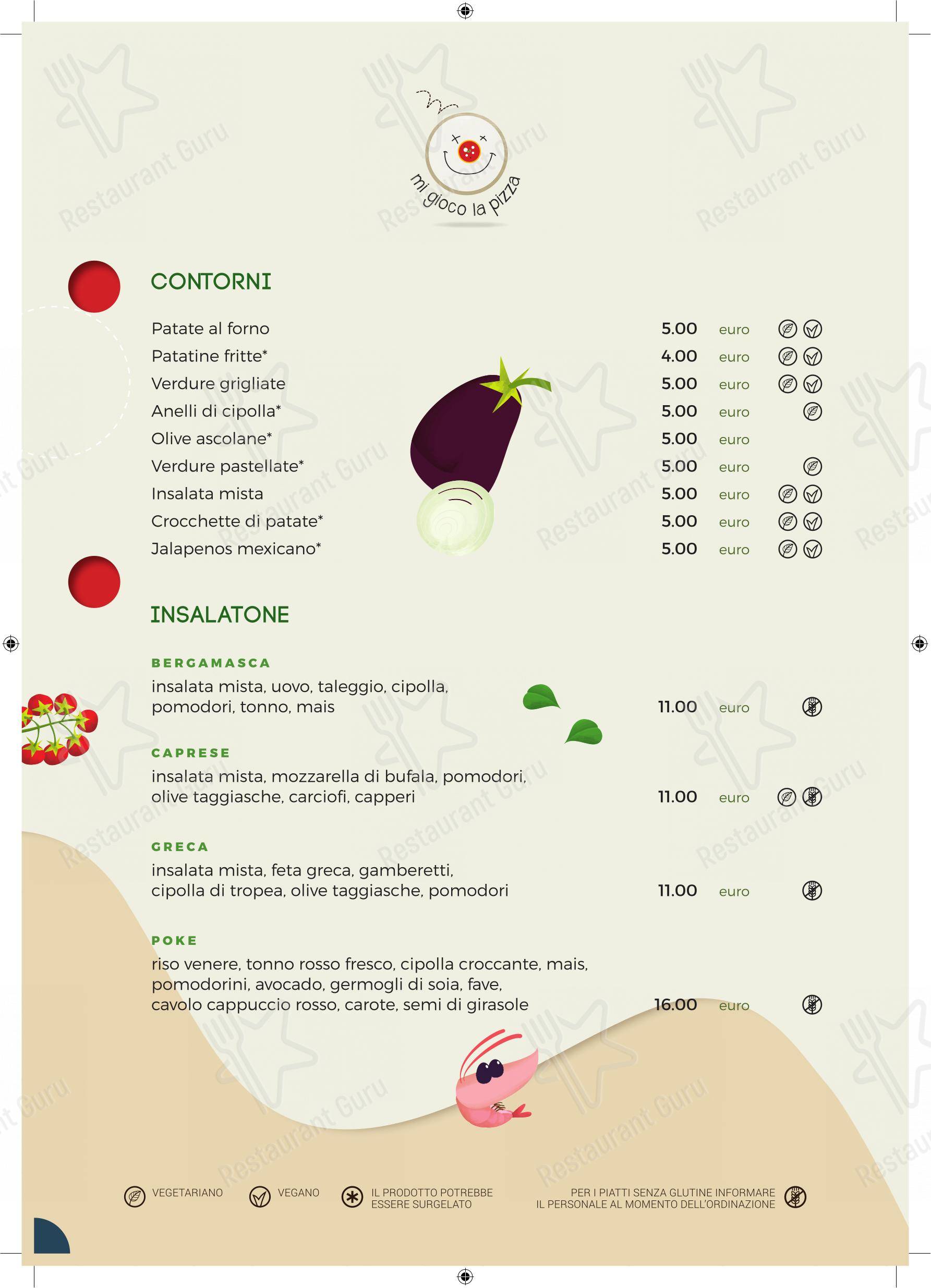 Menu bar per Mi gioco la pizza in Chiuduno