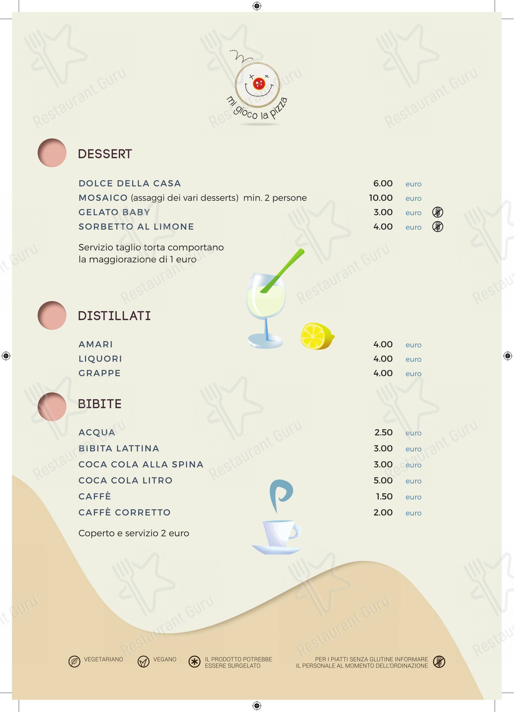 Menu di Mi gioco la pizza - Menu bar