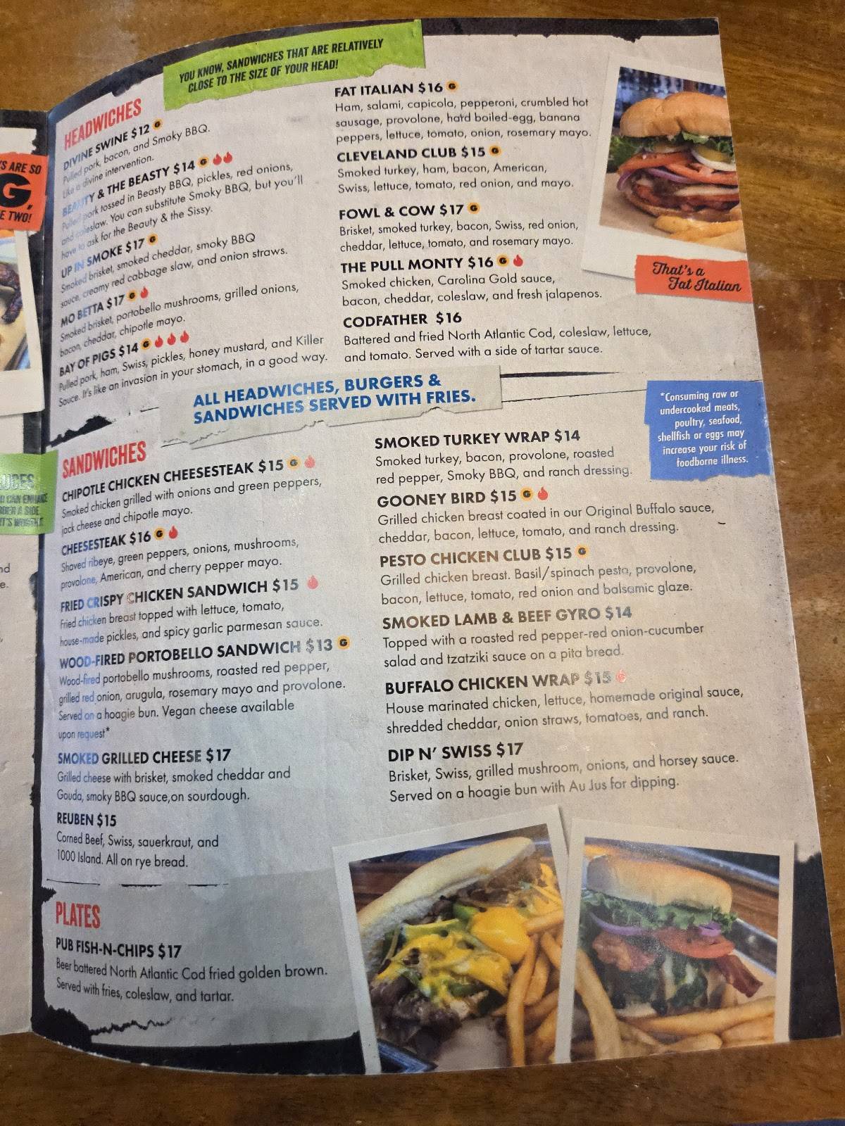 Menu at Fat Head's Brewery restaurant, Middleburg Heights