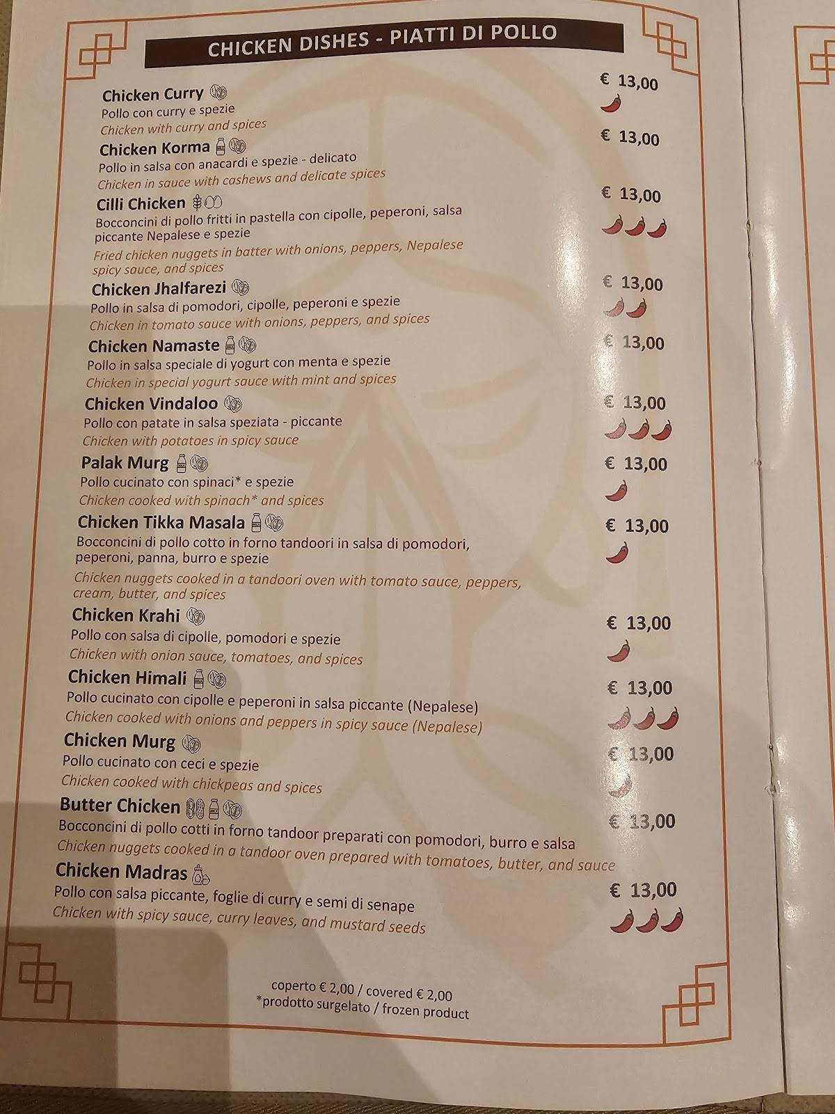 Menu di Namasté Ristorante Indiano 