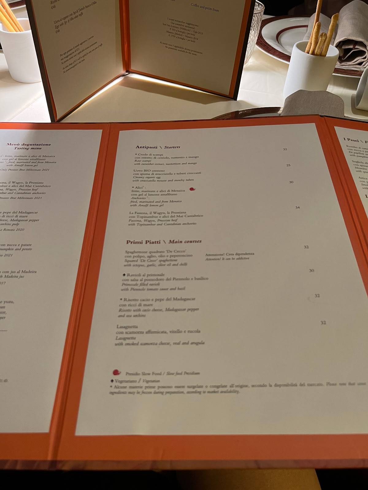 Menu di Acanto 