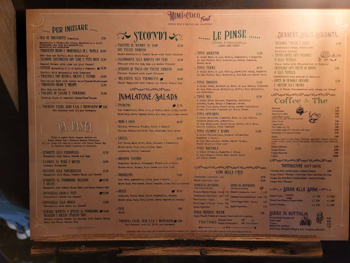 Menu di Mimì E Cocò Trast 