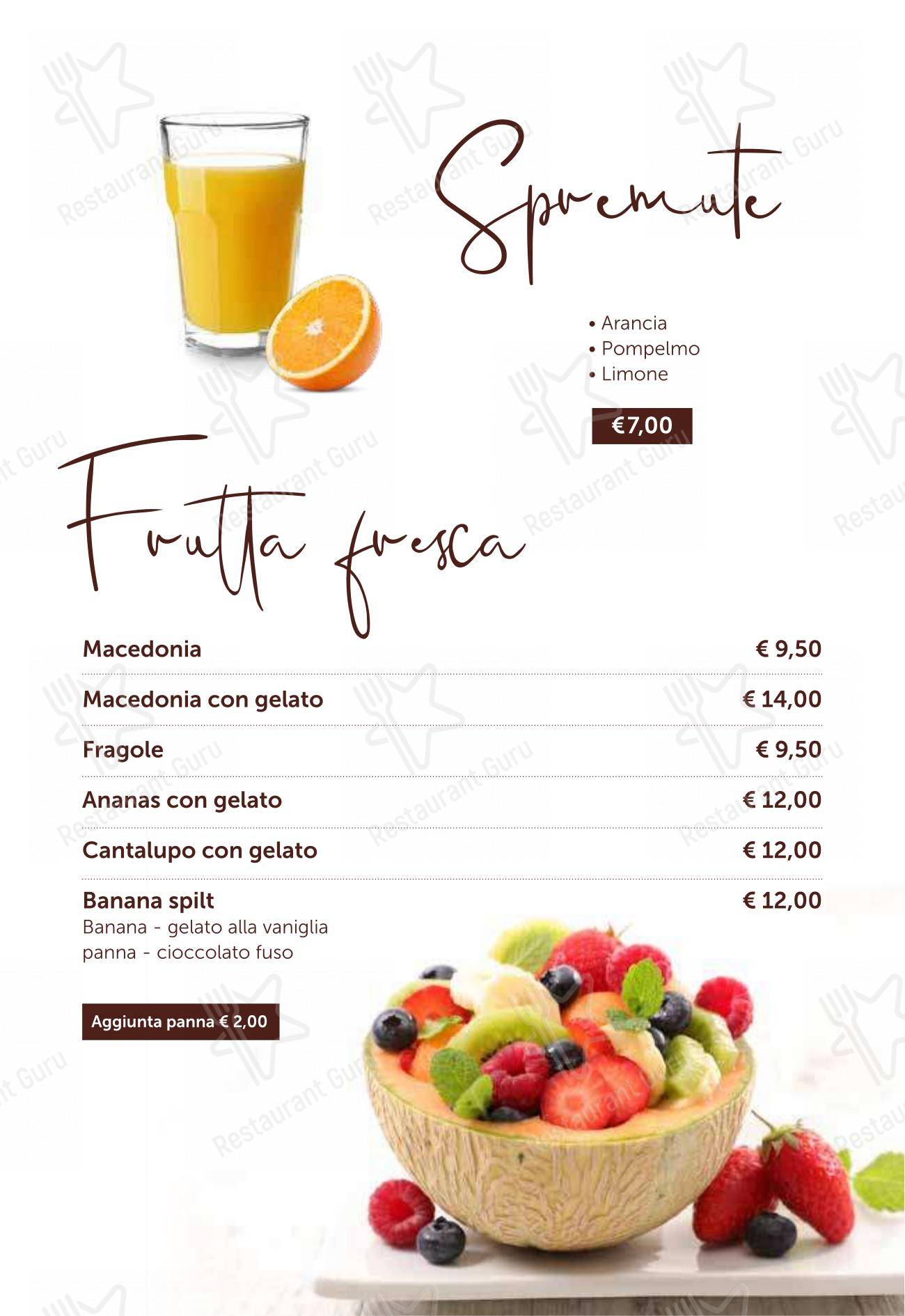 Bar Miranapoli in Napoli - Menu