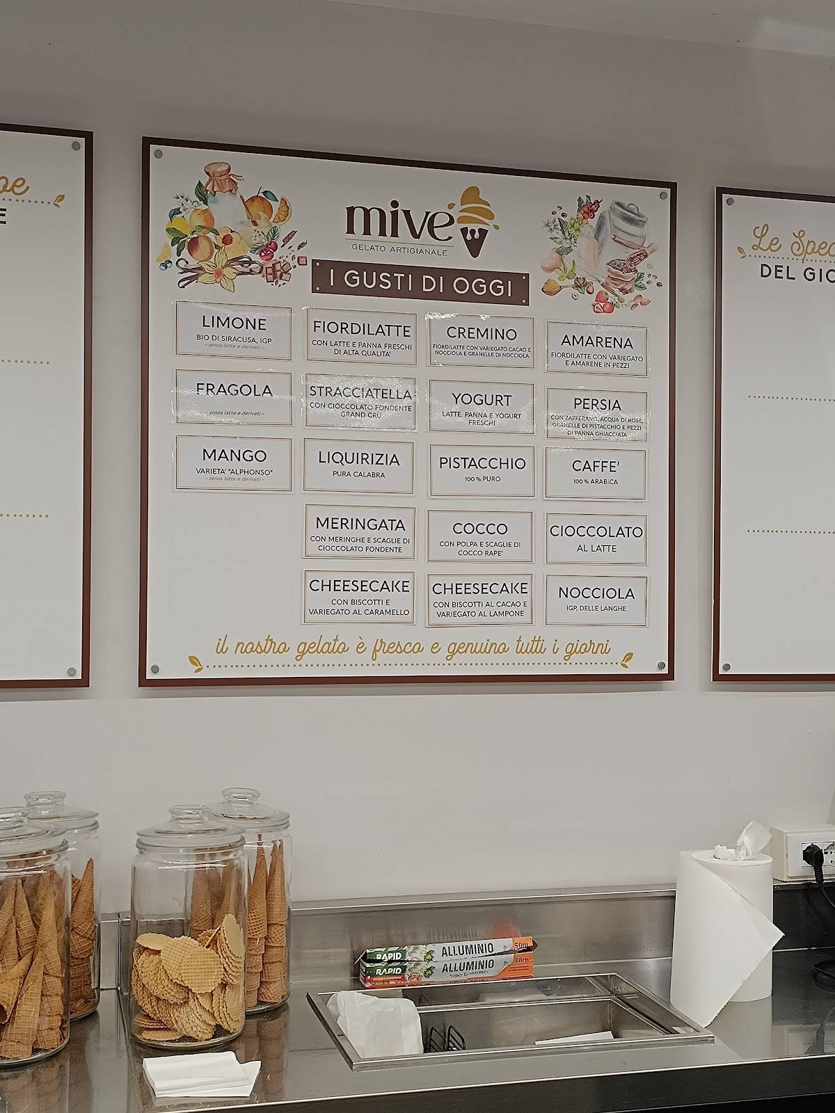 Menu di Mivé Gelato Artigianale 