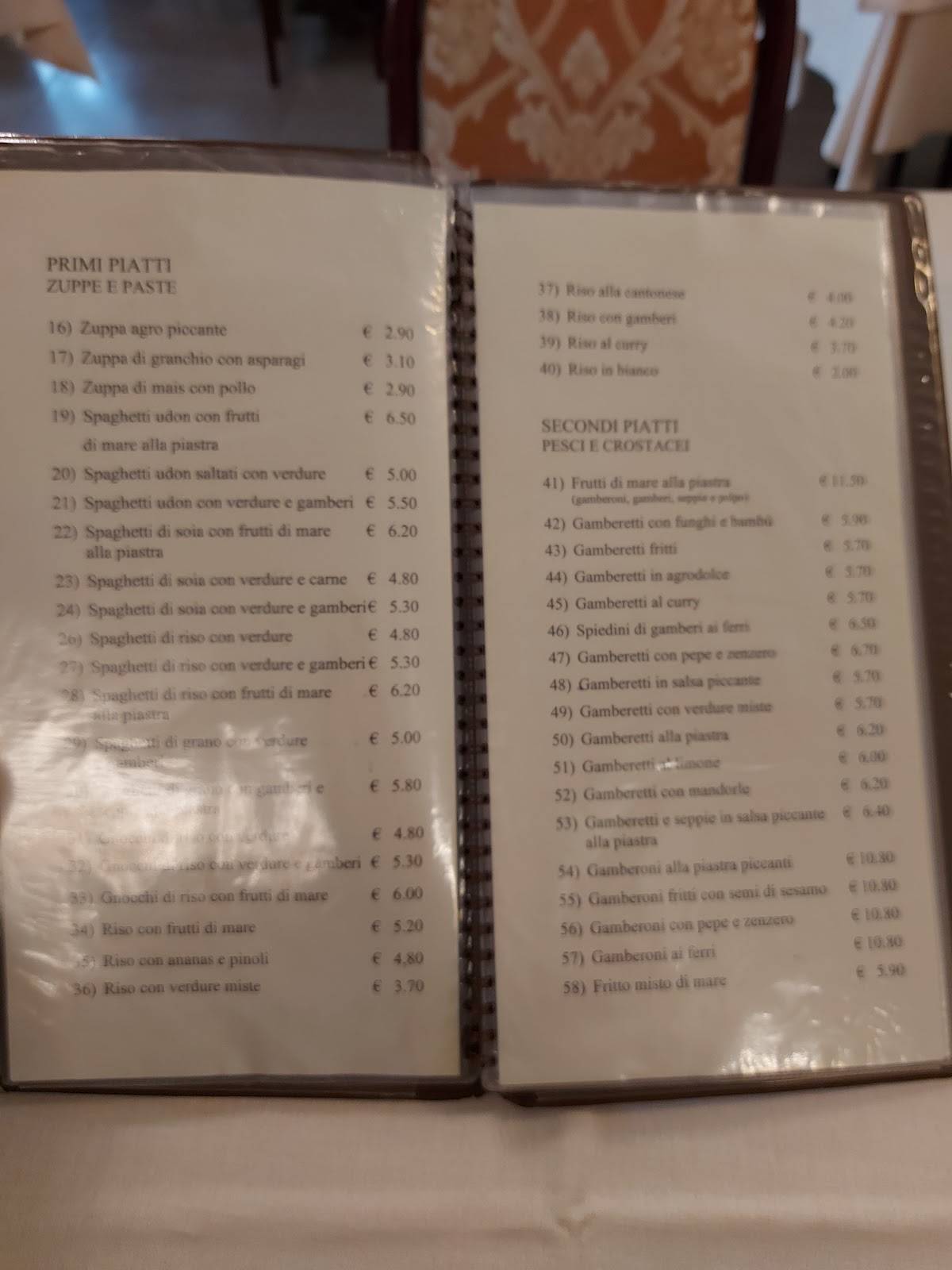 Menu di Ristorante Primavera 