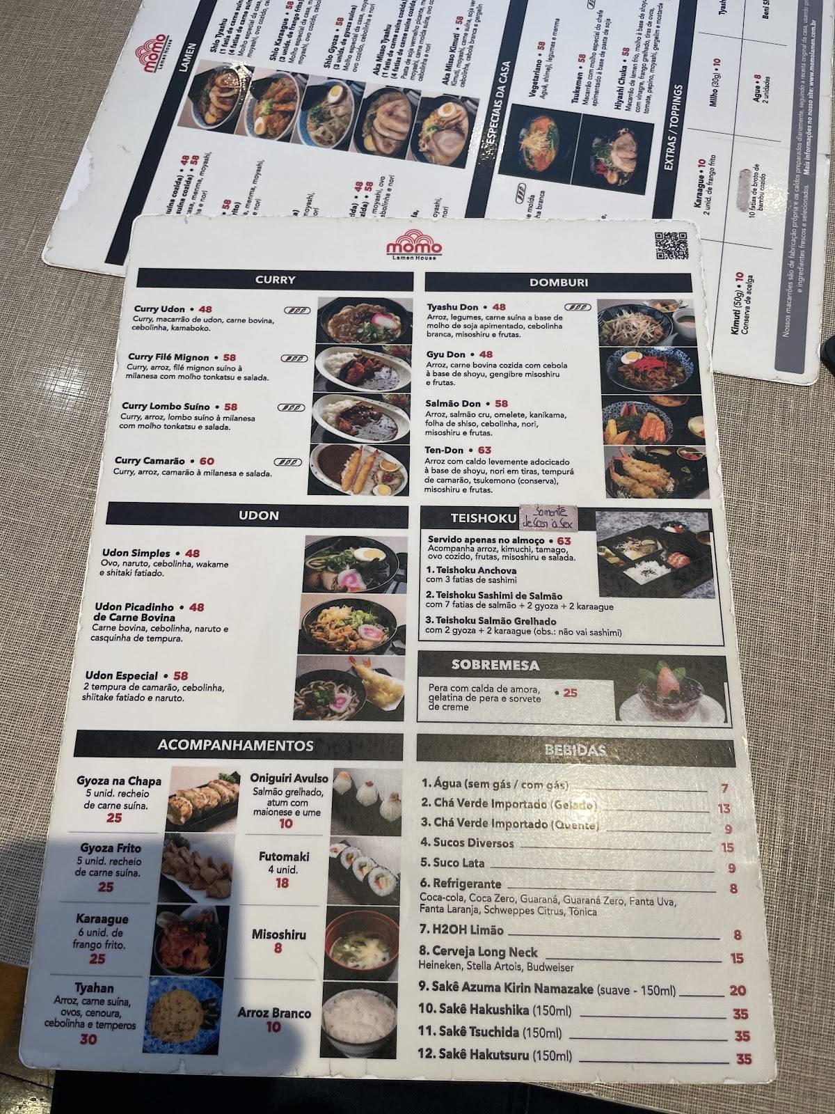 Momo Lamen cardápio