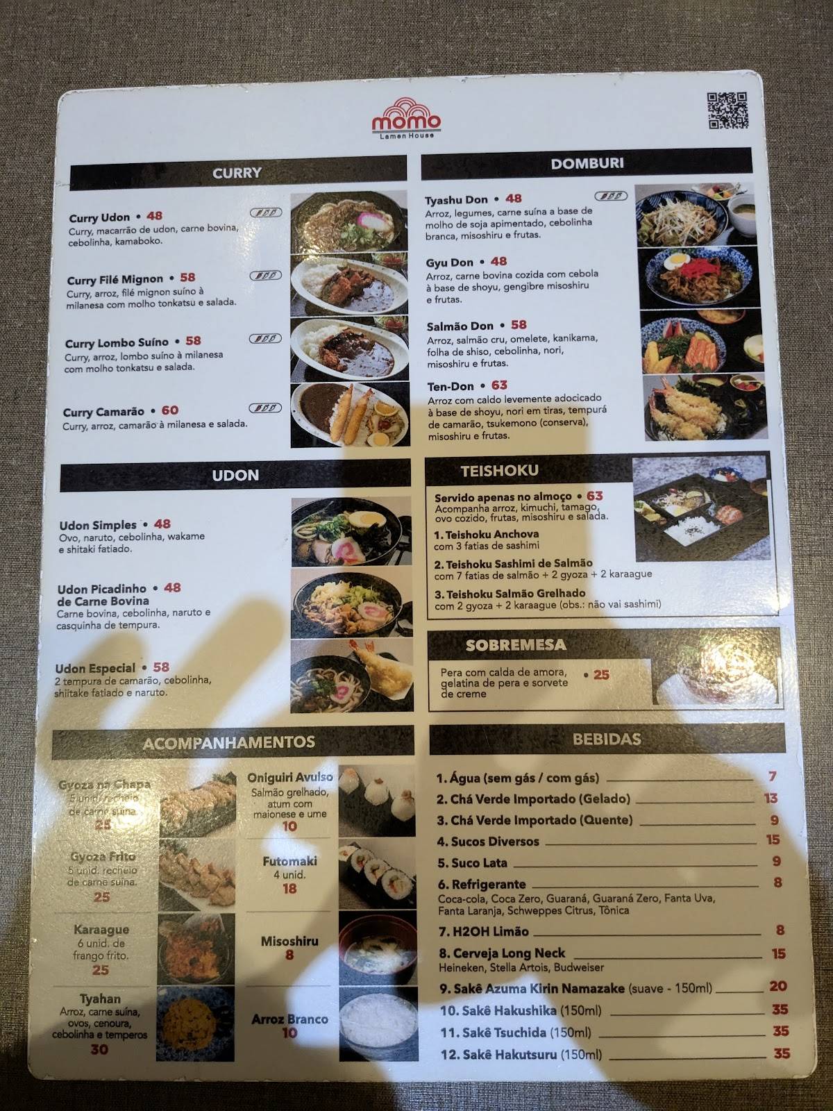Momo Lamen cardápio