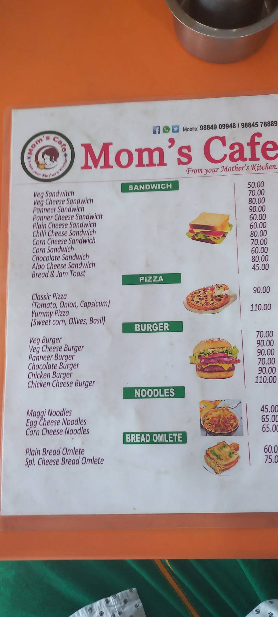 Mom's Cafe menu