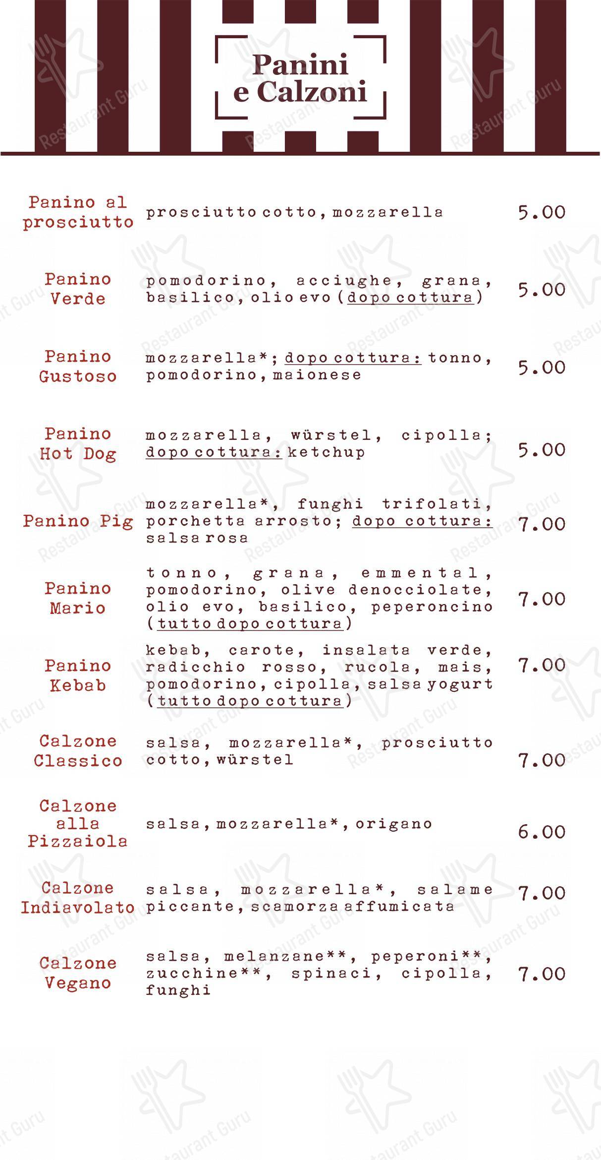Mondo Pizza in Marsala - Menu bar