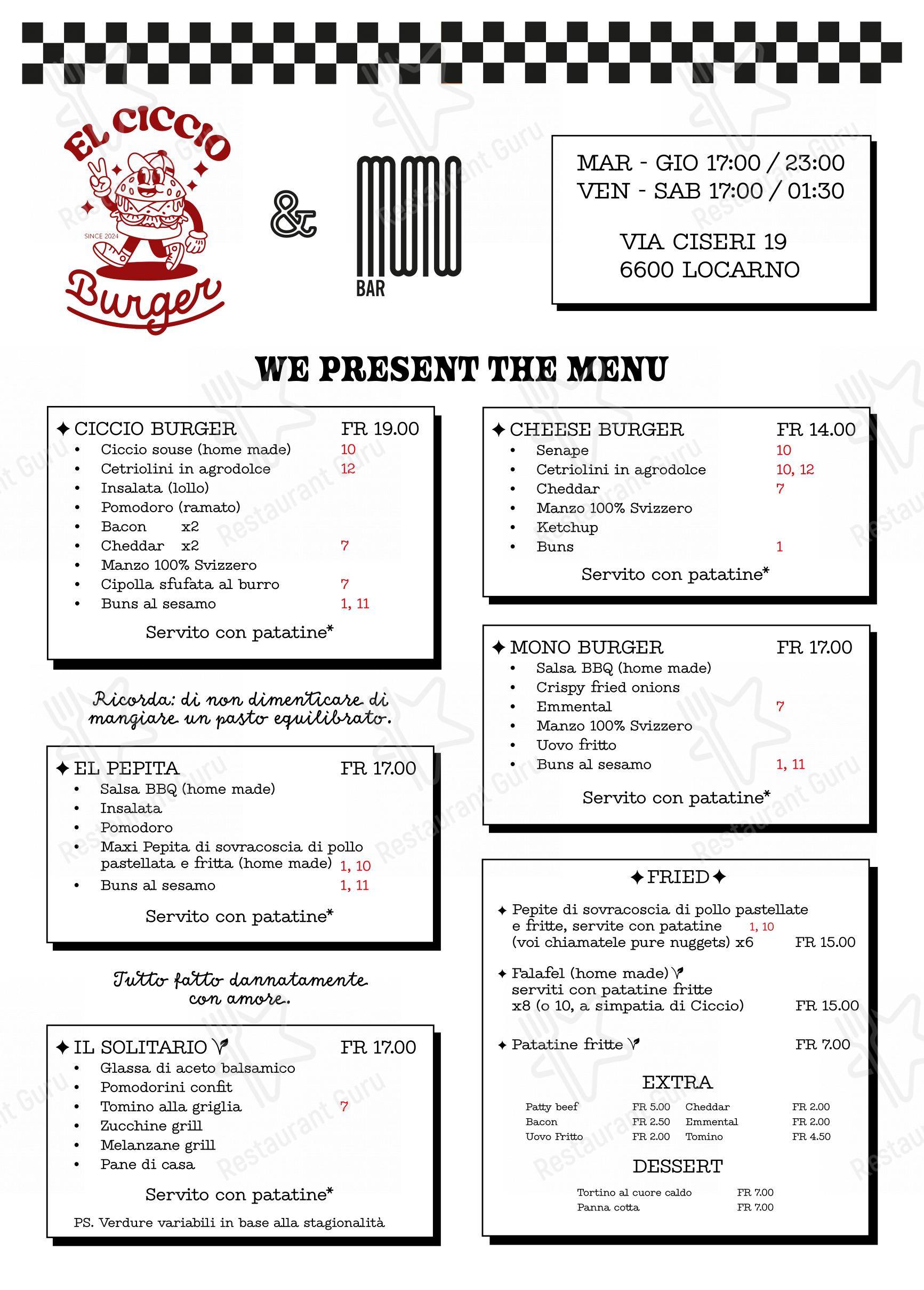 Menu di Mono Bar - Menu