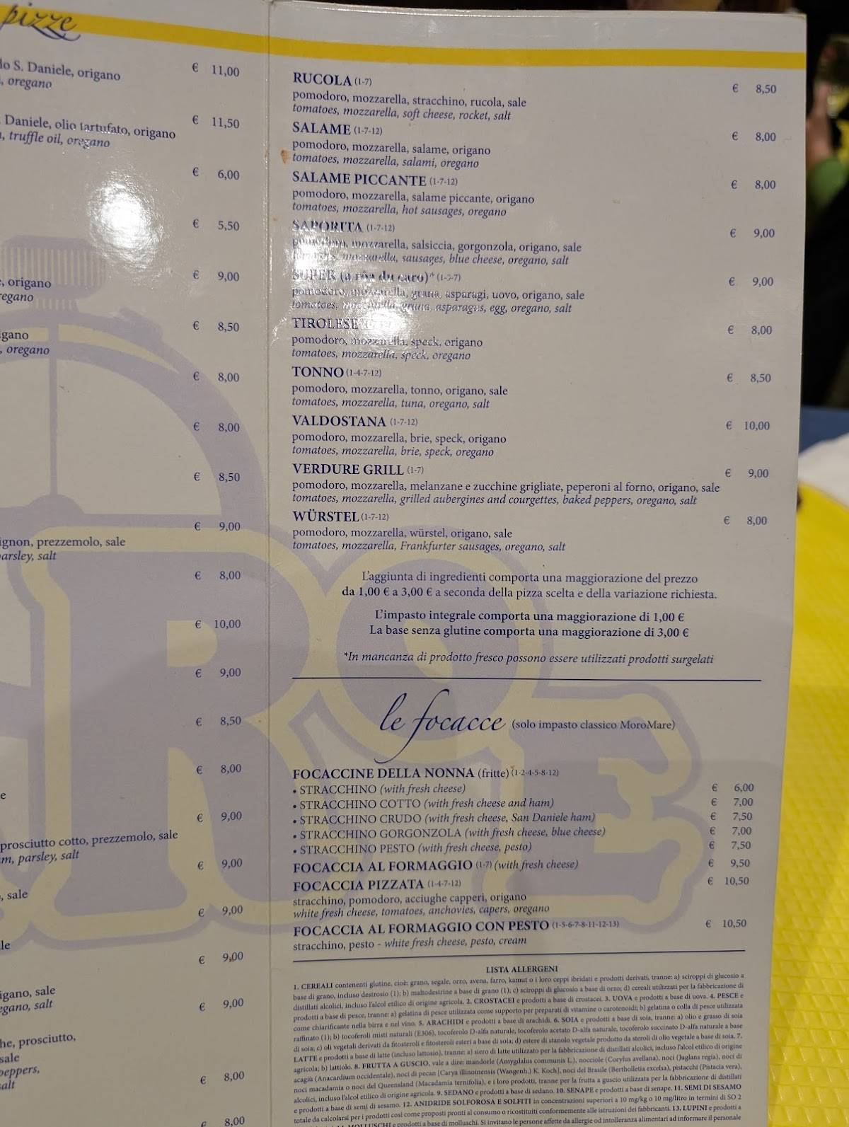 Menu di Moromare 