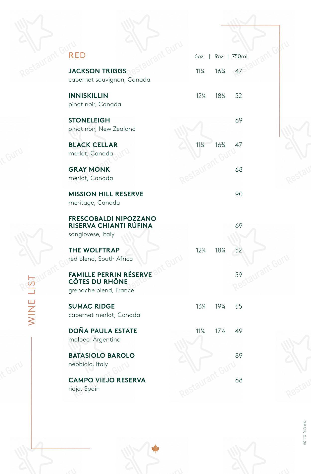 Menu pour Moxies Polo Park Restaurant restaurant à viande