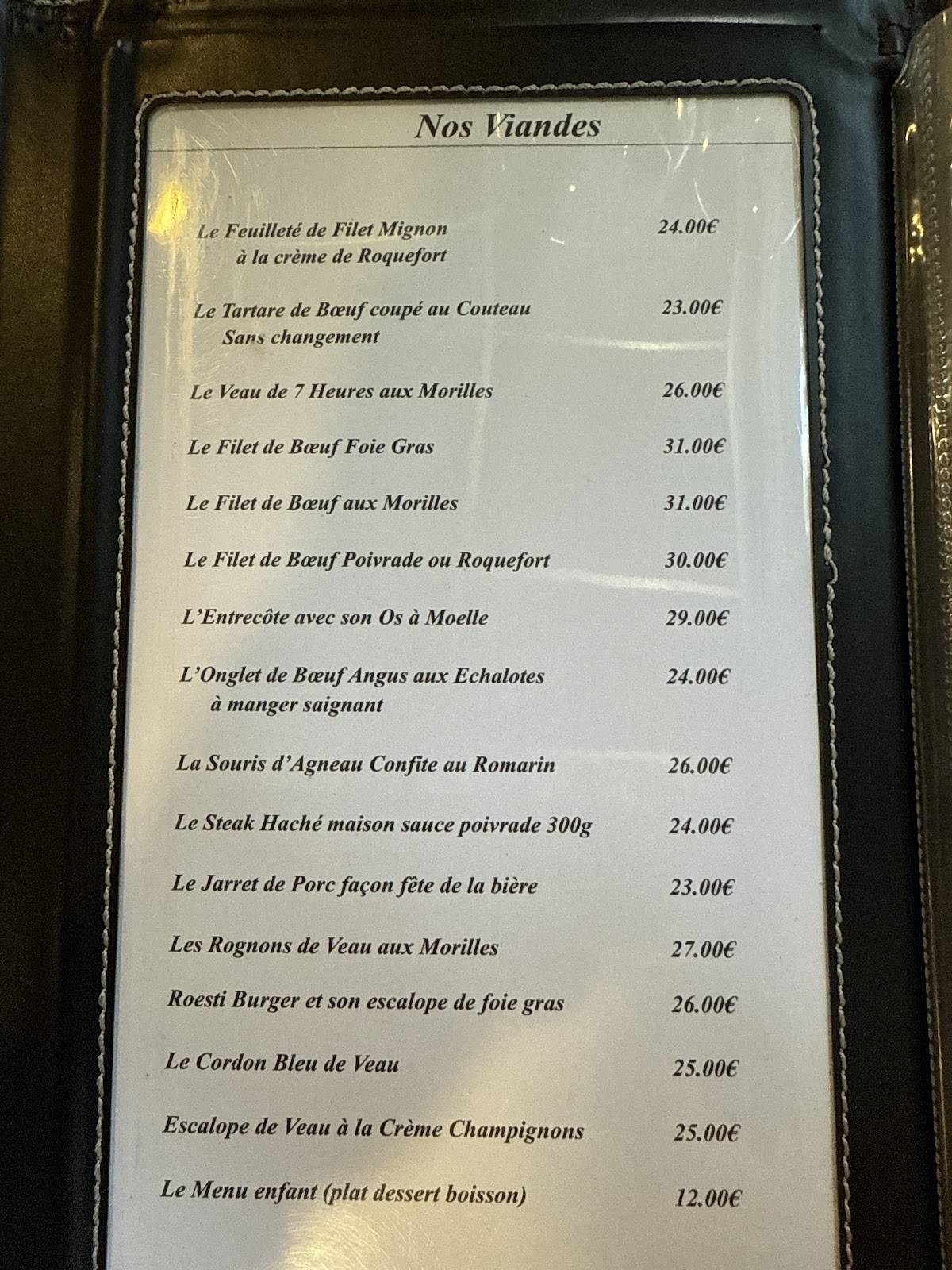 Menu de Le Gargantua