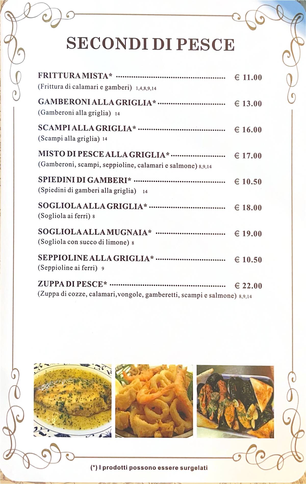 Menu di Mulin de Milan 