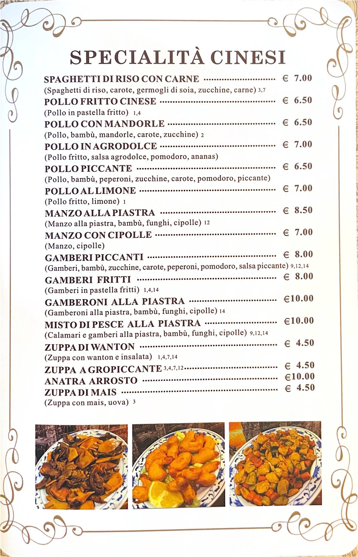 Menu di Mulin de Milan 