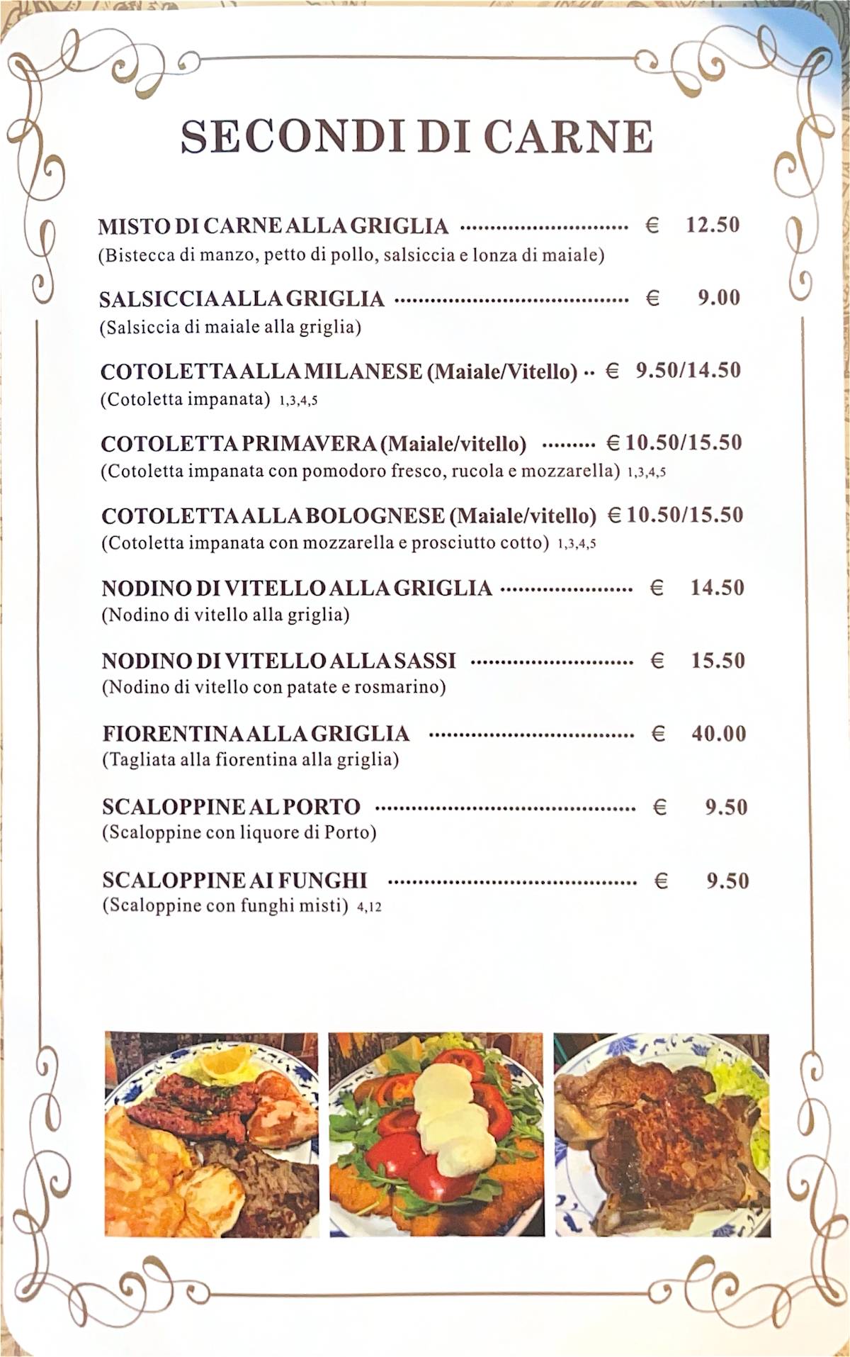 Menu di Mulin de Milan 