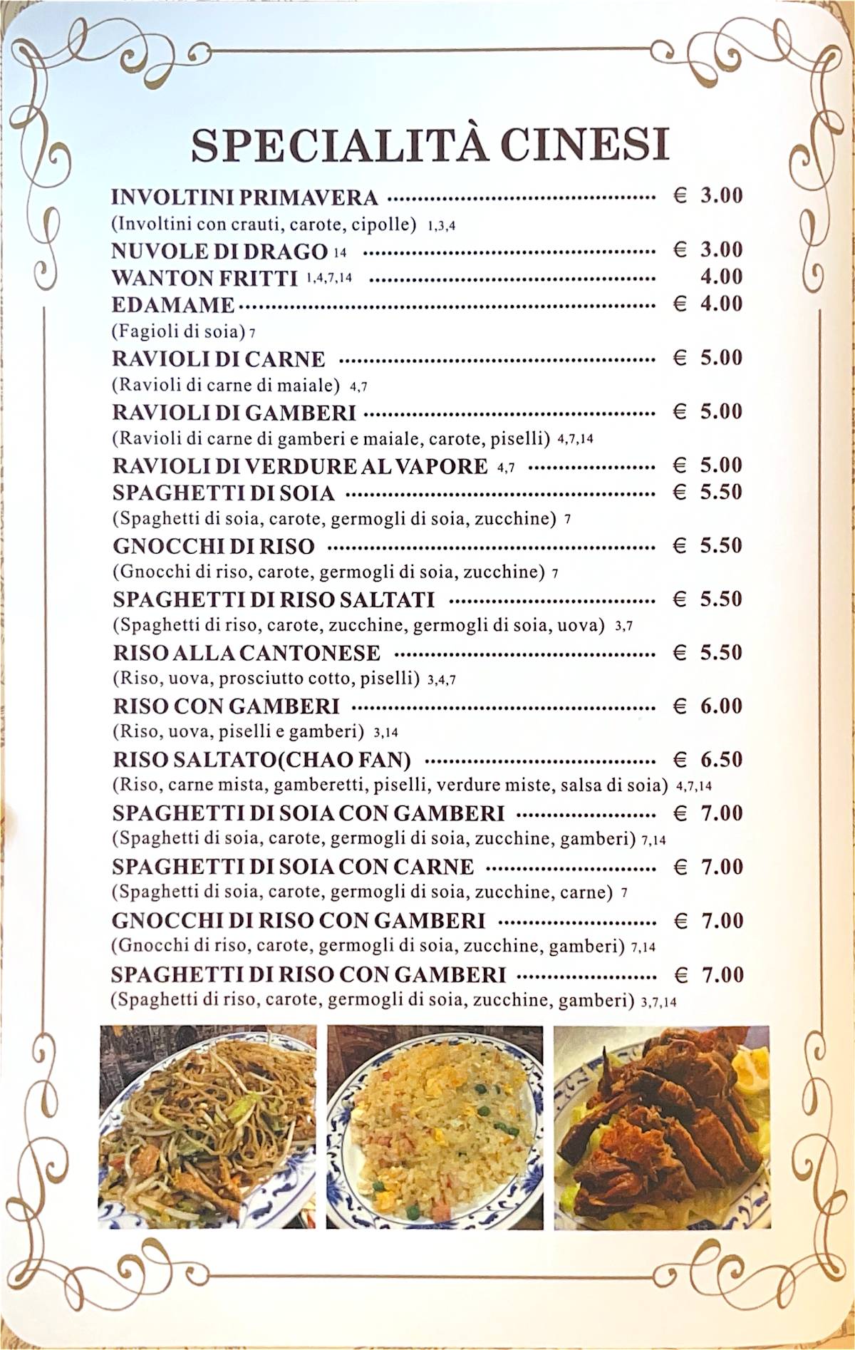 Menu di Mulin de Milan 