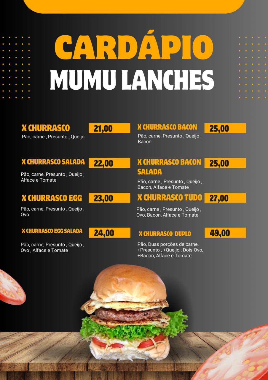 Mumu Lanches cardápio
