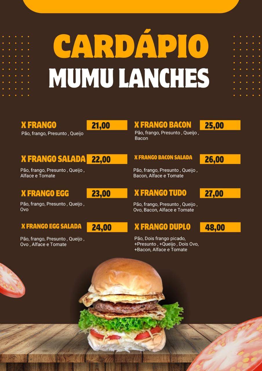 Mumu Lanches cardápio