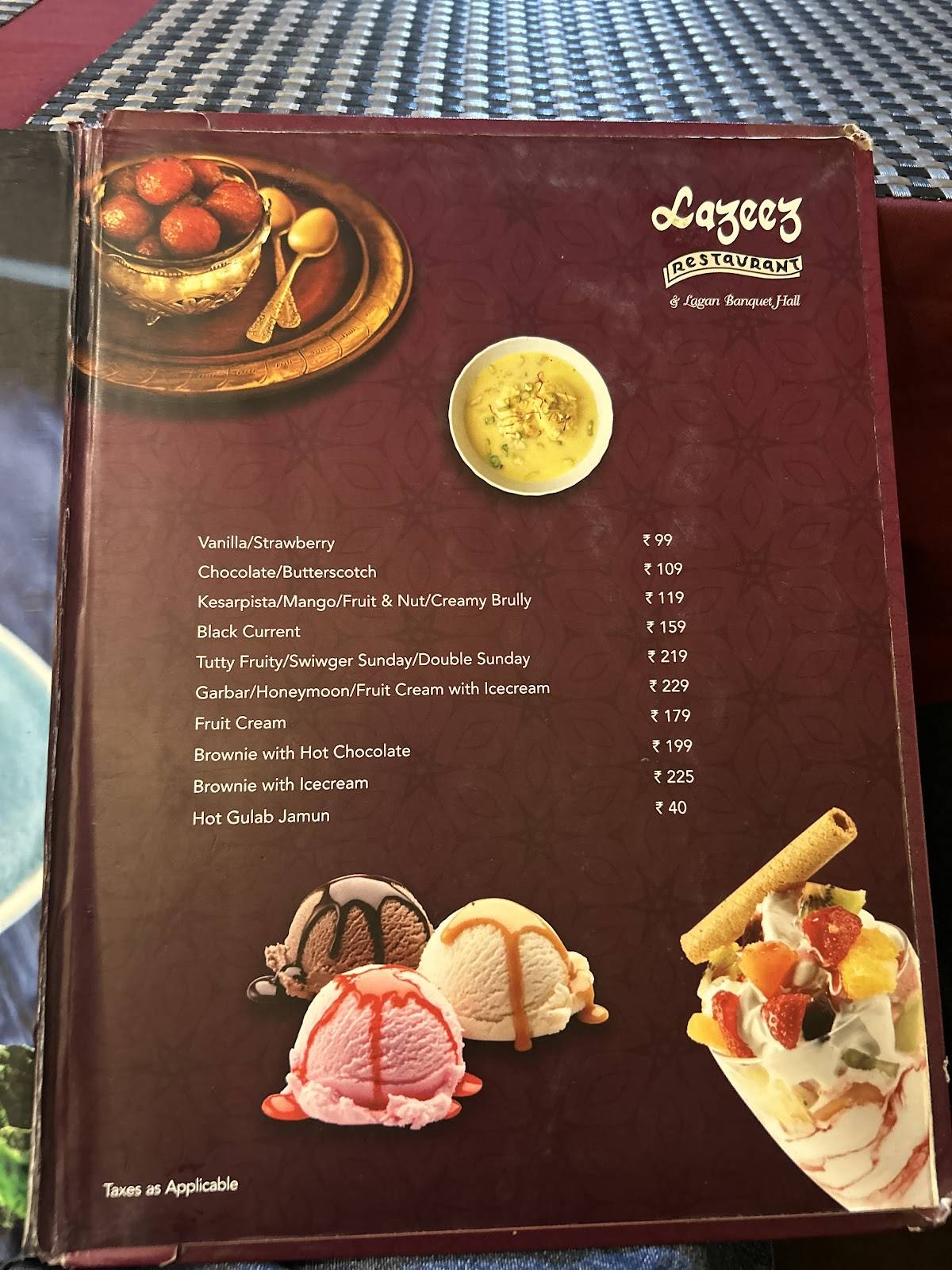 Lazeez Restaurant menu