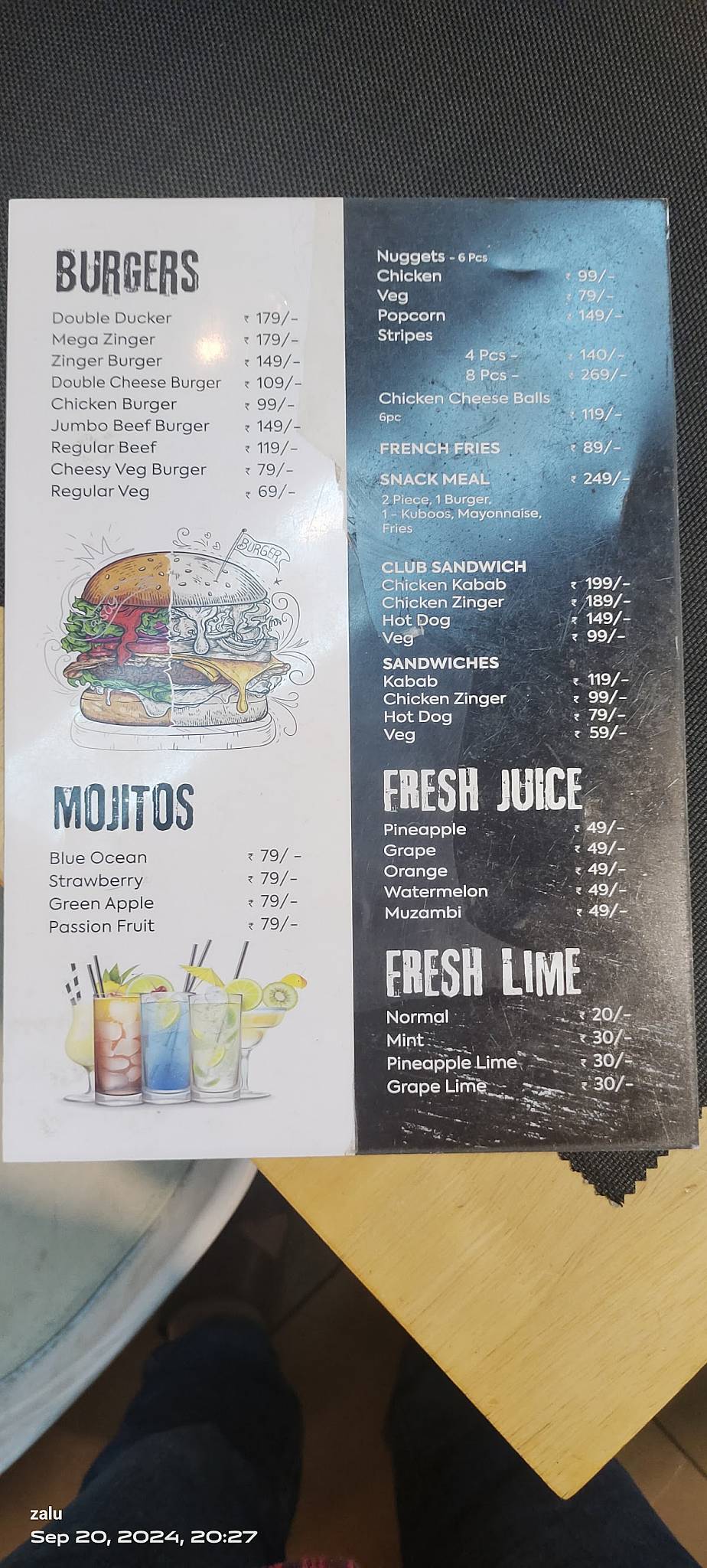 NFC Fried Chicken menu