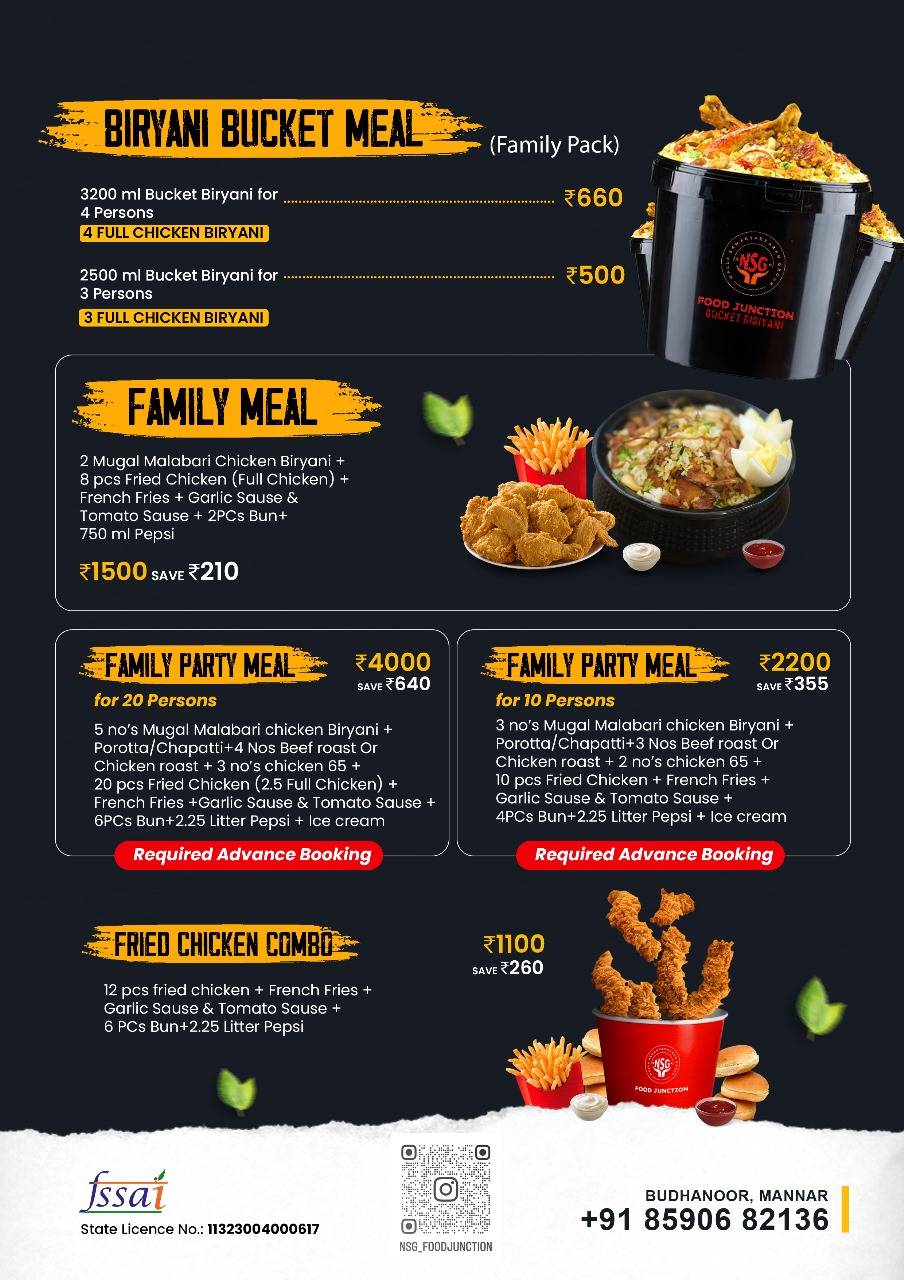 NSG Food Junction menu